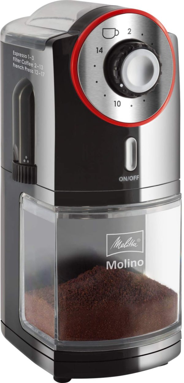00-photo_2025-09-14_11-35-20 Melitta 1019-01 Molino Elektryczny Młynek Do Kawy, 100 W, Czarno/Czerwony