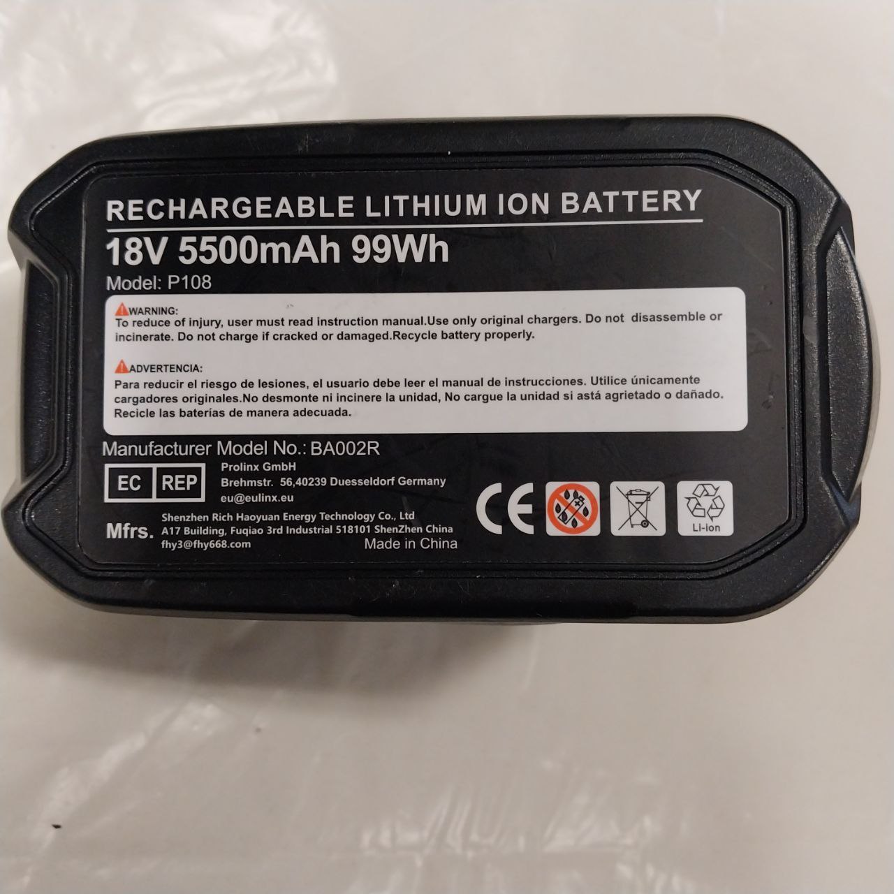 Bateria Akumulator do Ryobi BA002R 5500mAh 18V 99Wh LI-ION